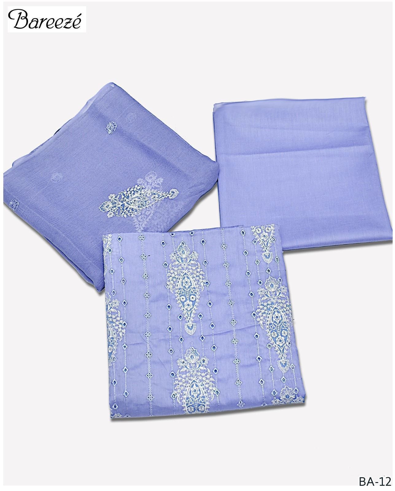 3 Pcs Dhanak Embroidery With Bamber Embroidery Dupatta