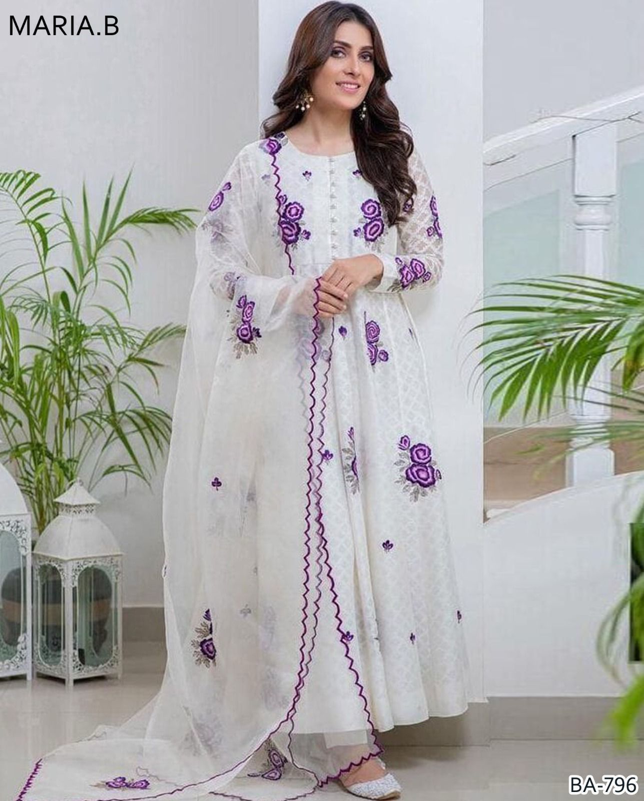 3 Pcs Dhanak Embroidery With Bamber Embroidery Dupatta