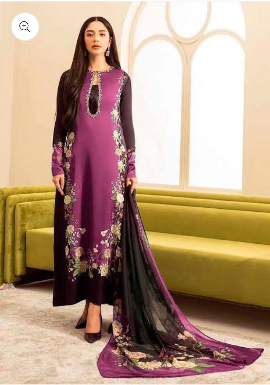 3 Pcs Shamooz Silk (Multi Color Shirt , Trouser & Dupatta)