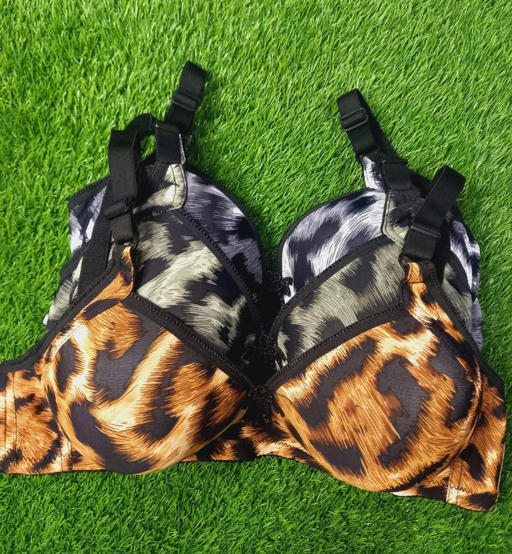 Tiger Print Padded Bra, Velvet Bra