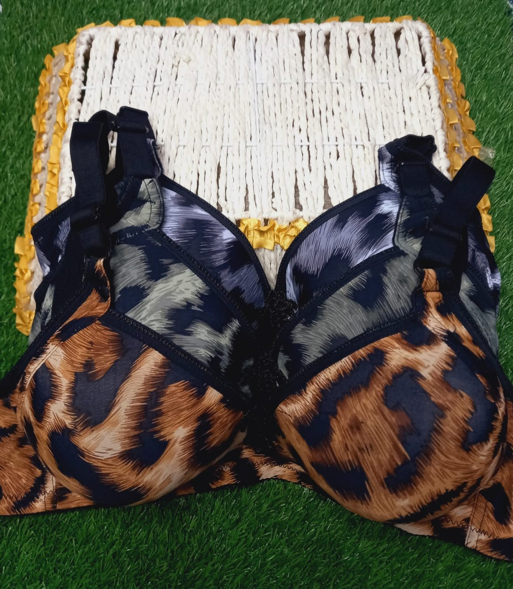 Tiger Print Padded Bra, Velvet Bra