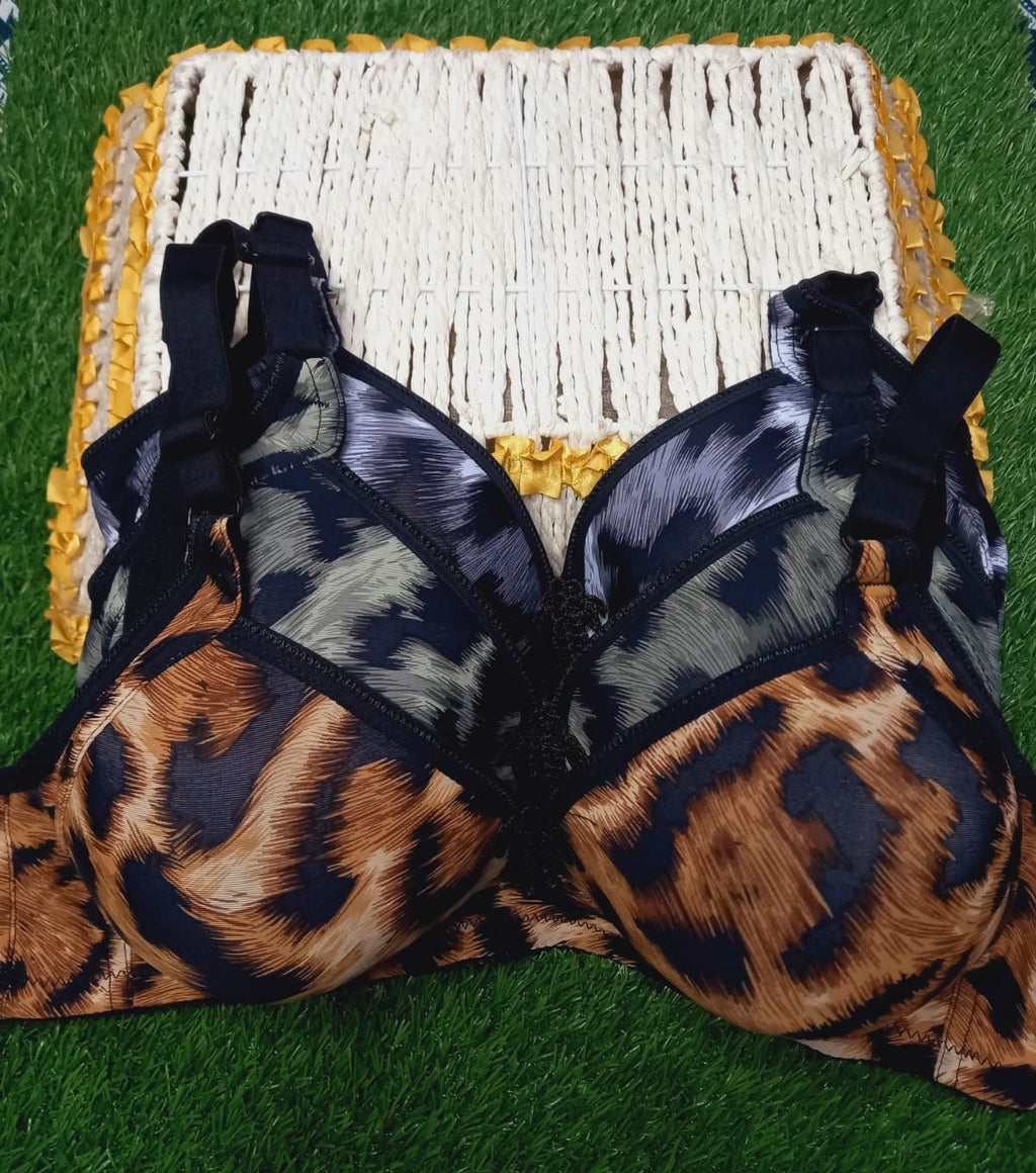 Tiger Print Padded Bra, Velvet Bra