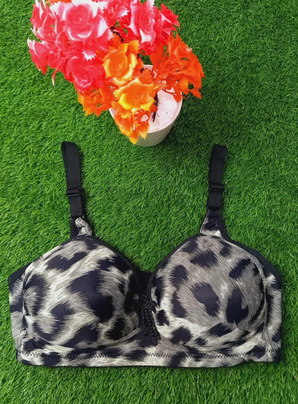 Tiger Print Padded Bra, Velvet Bra