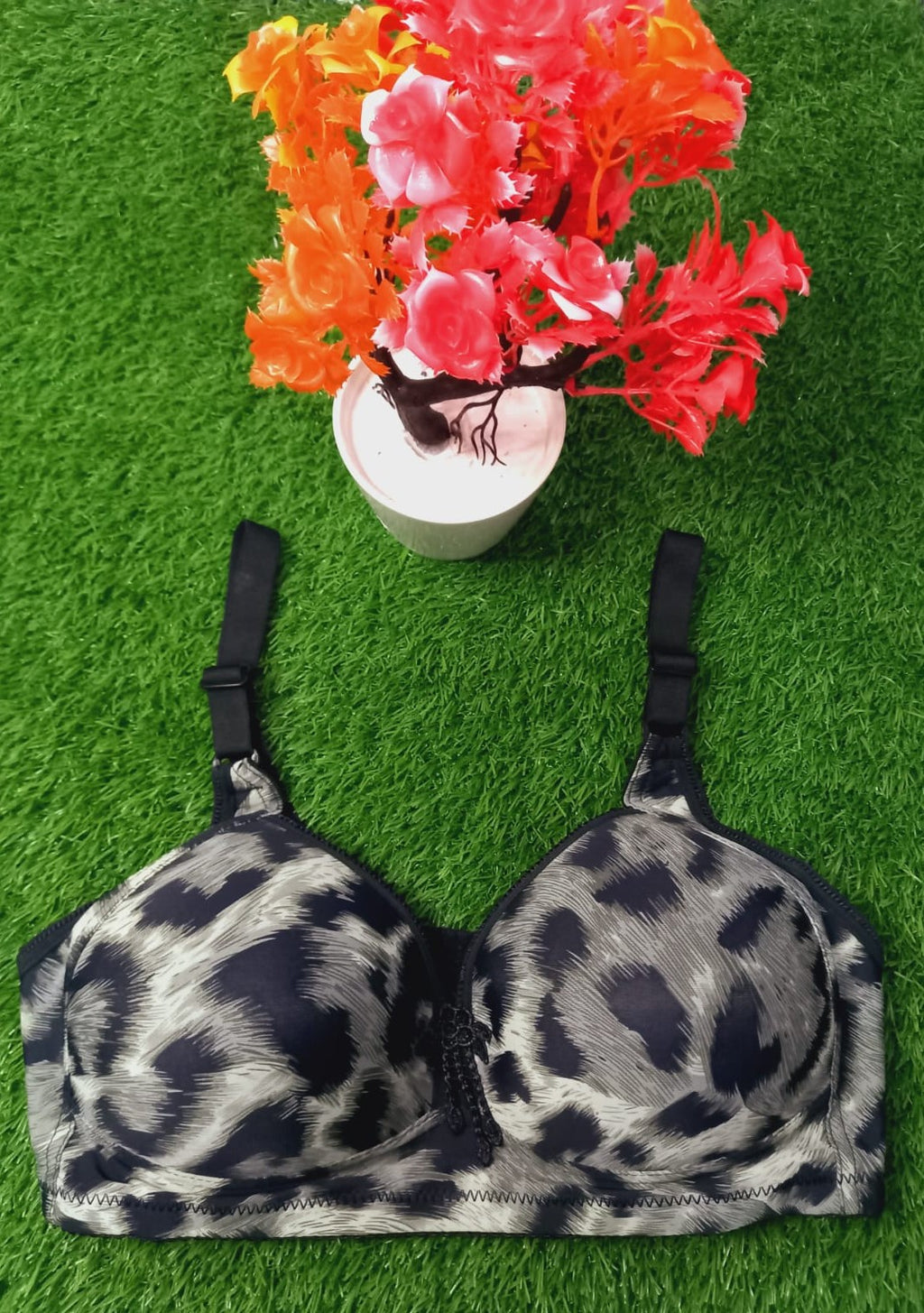 Tiger Print Padded Bra, Velvet Bra