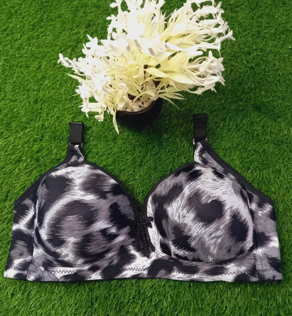 Tiger Print Padded Bra, Velvet Bra