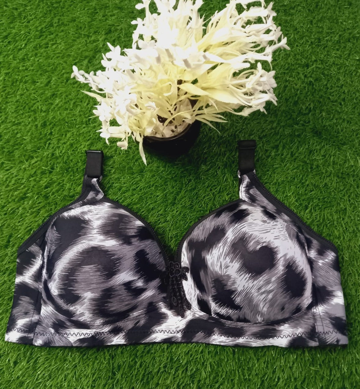 Tiger Print Padded Bra, Velvet Bra