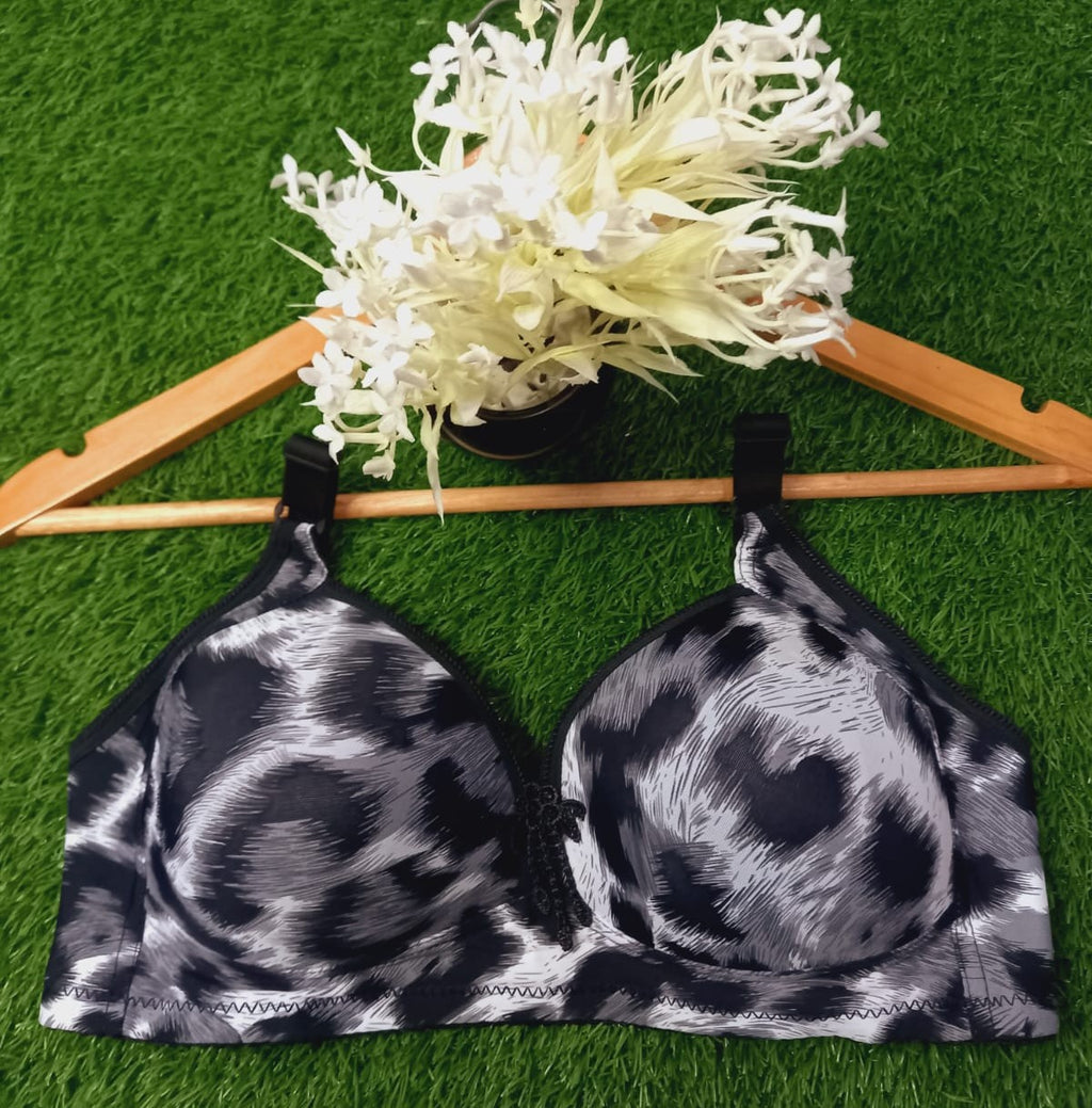 Tiger Print Padded Bra, Velvet Bra