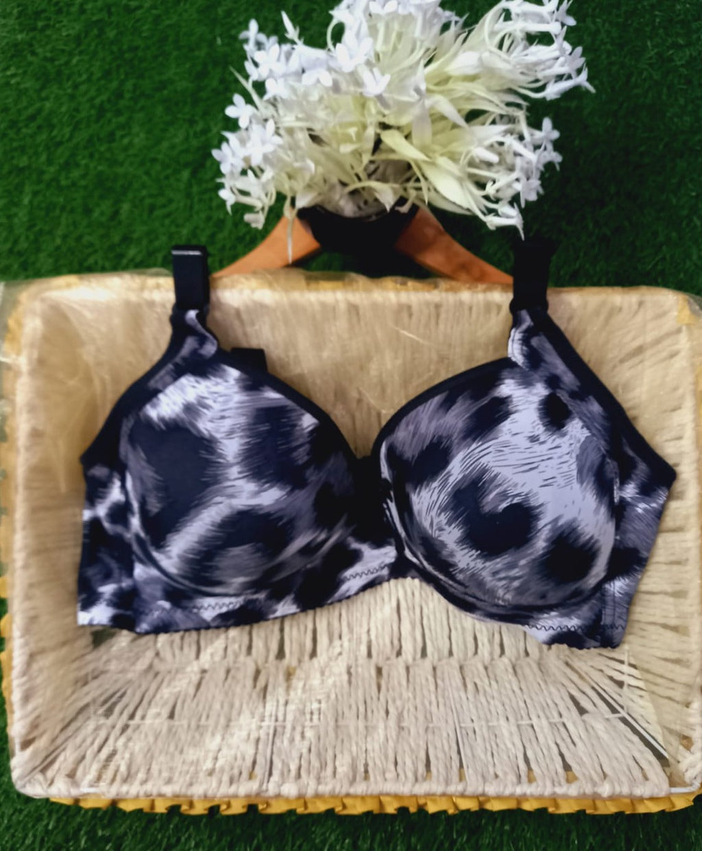 Tiger Print Padded Bra, Velvet Bra