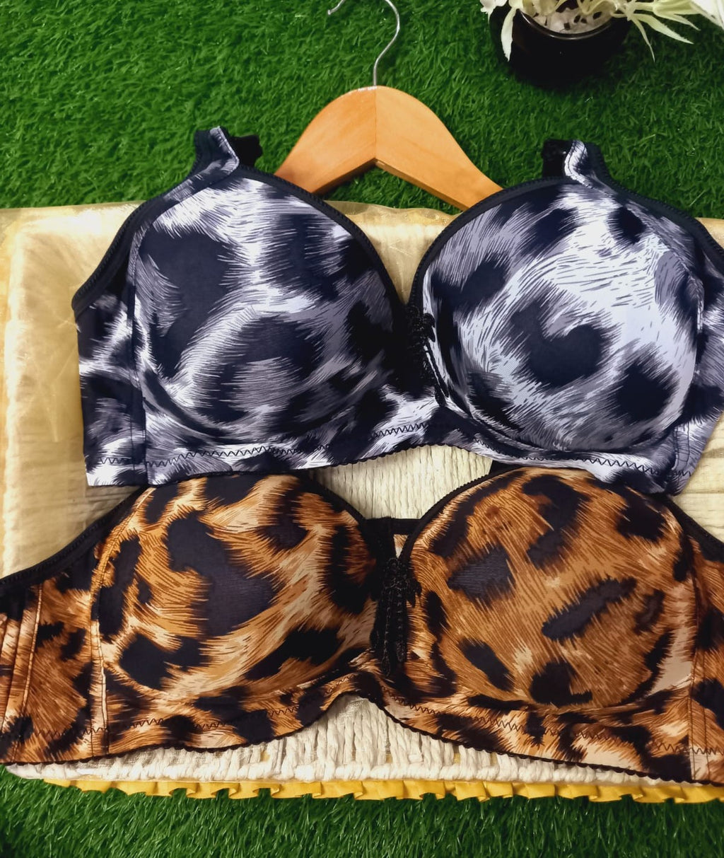 Tiger Print Padded Bra, Velvet Bra
