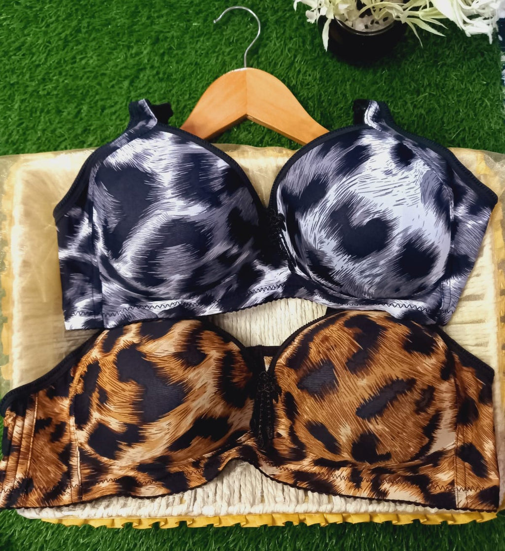Tiger Print Padded Bra, Velvet Bra