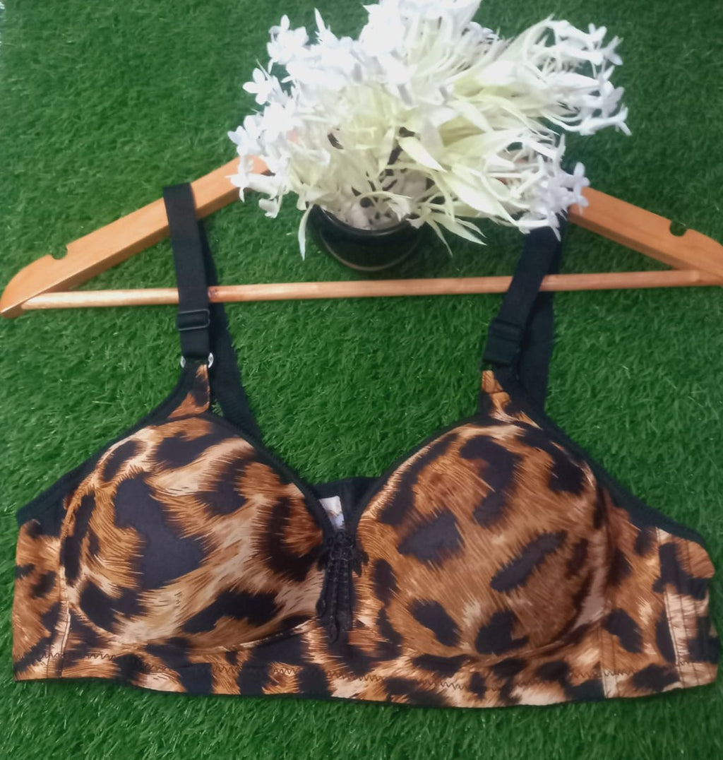 Tiger Print Padded Bra, Velvet Bra