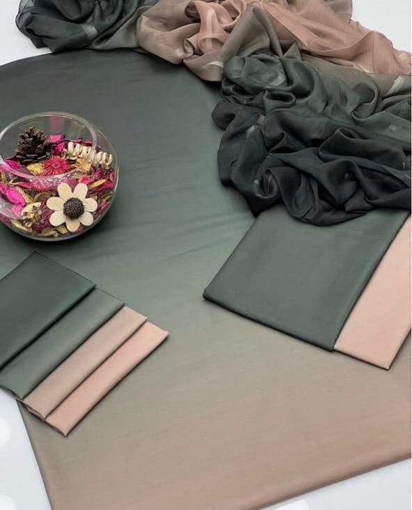 3 Pcs Shamooz Silk (Multi Shade Shirt, Trouser & Dupatta)