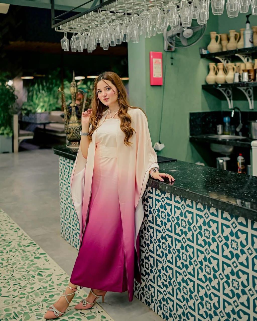 3 Pcs Shamooz Silk (Light Peach Marjanda Double Shade Shirt, Trouser & Dupatta)