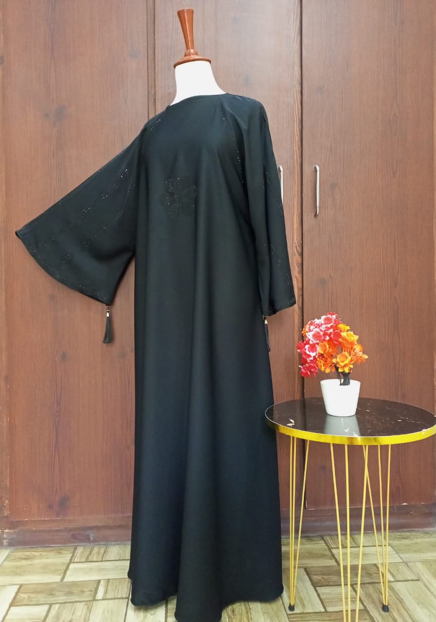 Round Neck Flared Lavish Abaya For Girls & Women