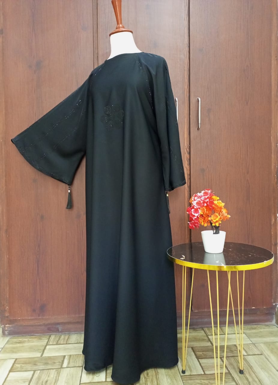 Round Neck Flared Lavish Abaya For Girls & Women