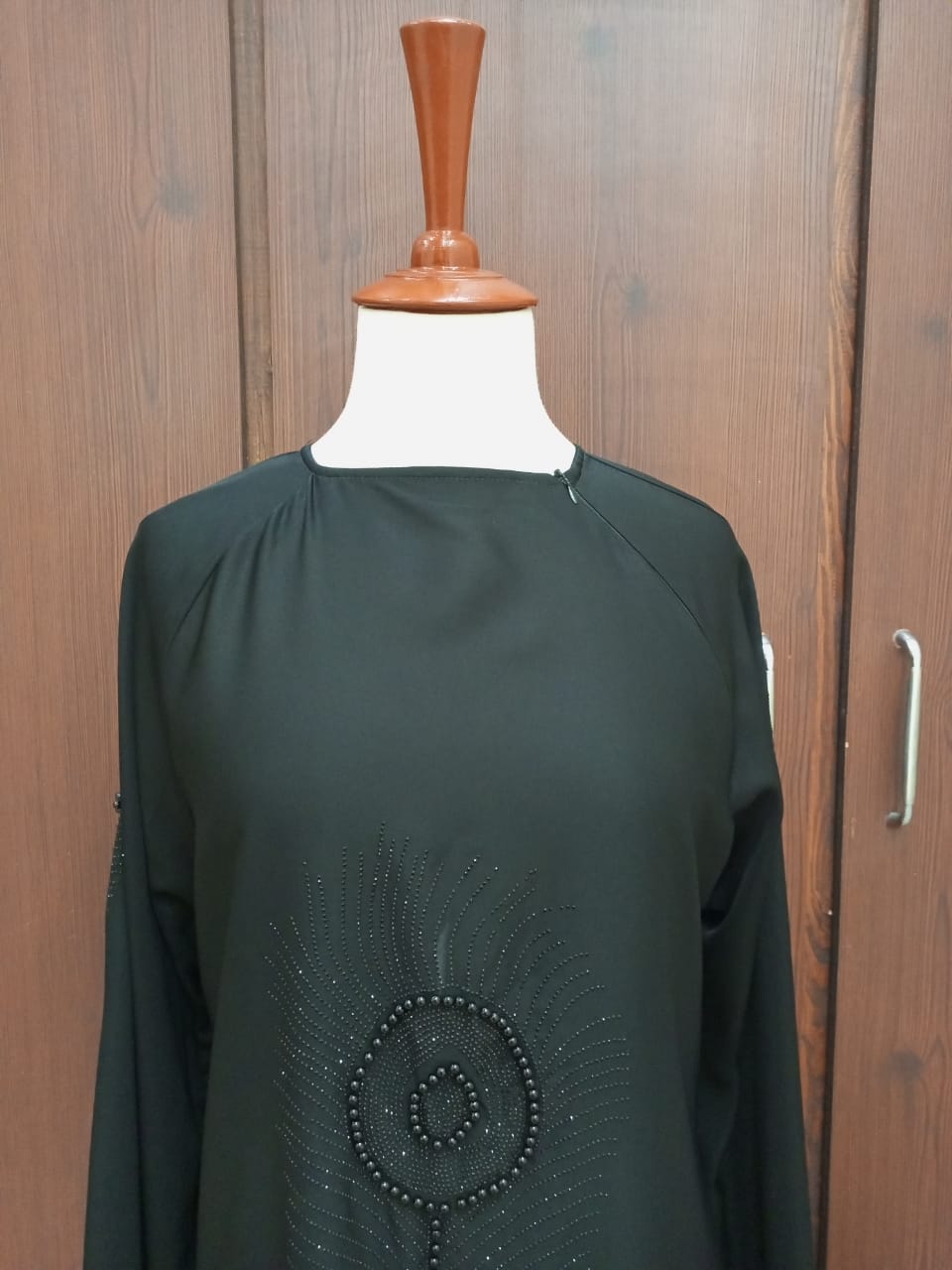 Round Neck Flared Stonework Lavish Abaya For Girls & Women