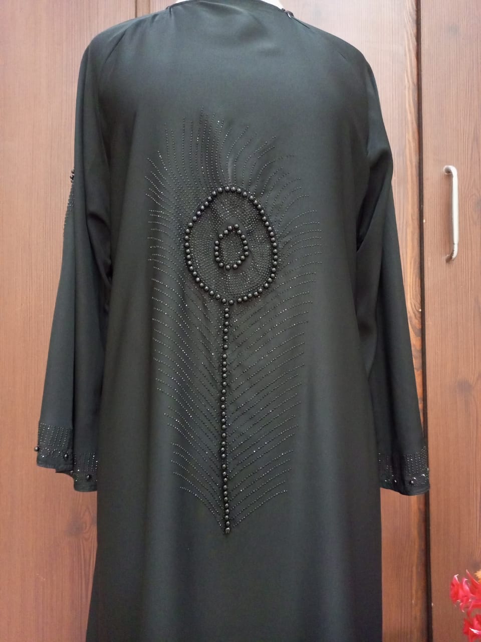 Round Neck Flared Stonework Lavish Abaya For Girls & Women