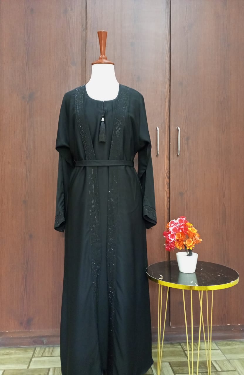Round Neck Double Layer Lavish Abaya For Girls & Women