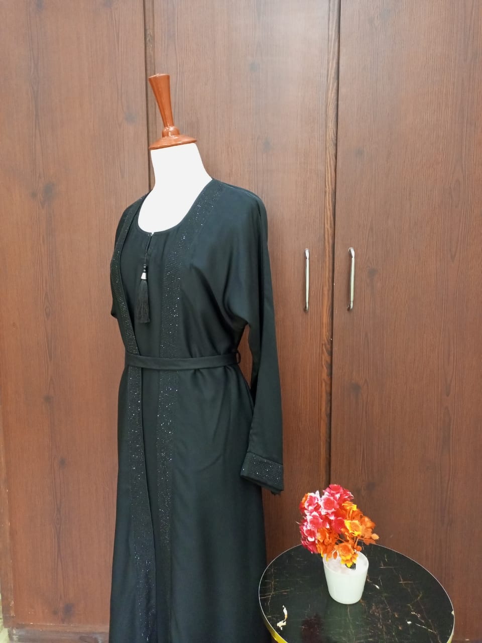 Round Neck Double Layer Lavish Abaya For Girls & Women