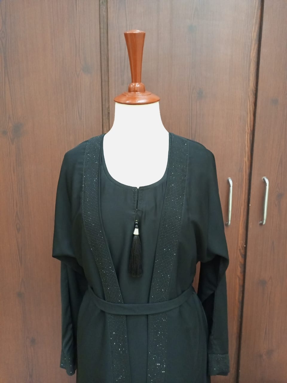Round Neck Double Layer Lavish Abaya For Girls & Women