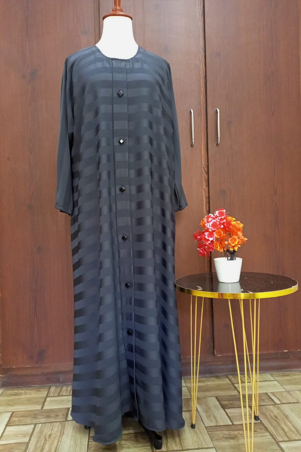 Round Neck Stripped Lavish Abaya For Girls & Women