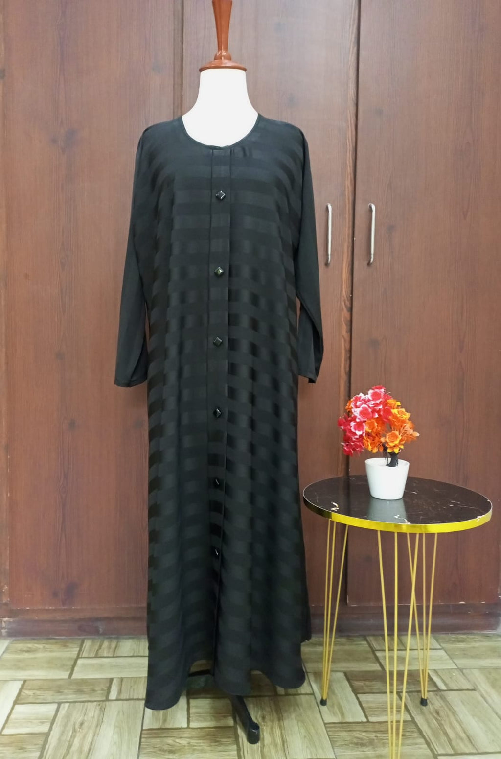 Round Neck Stripped Lavish Abaya For Girls & Women