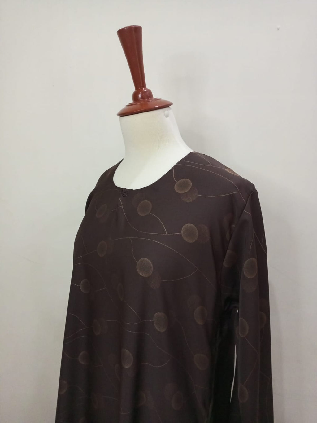 Round Neck Brown Printed Lavish Abaya For Girls & Women