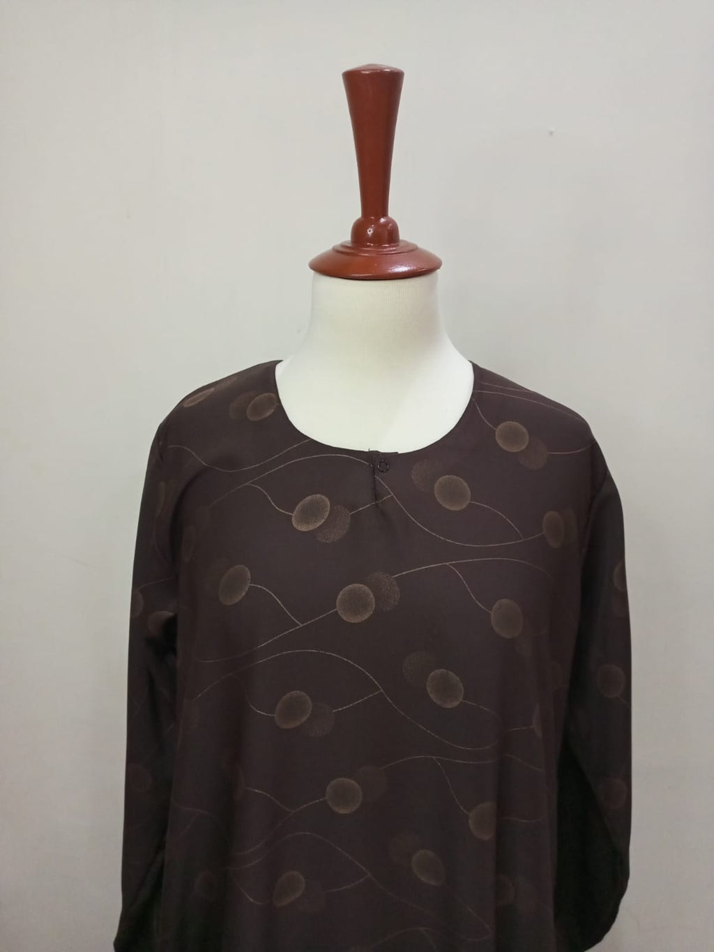 Round Neck Brown Printed Lavish Abaya For Girls & Women