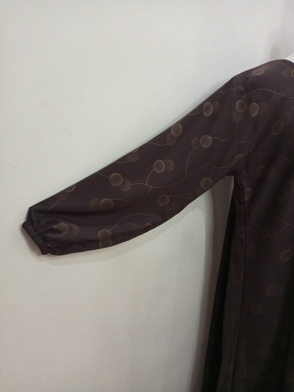 Round Neck Brown Printed Lavish Abaya For Girls & Women