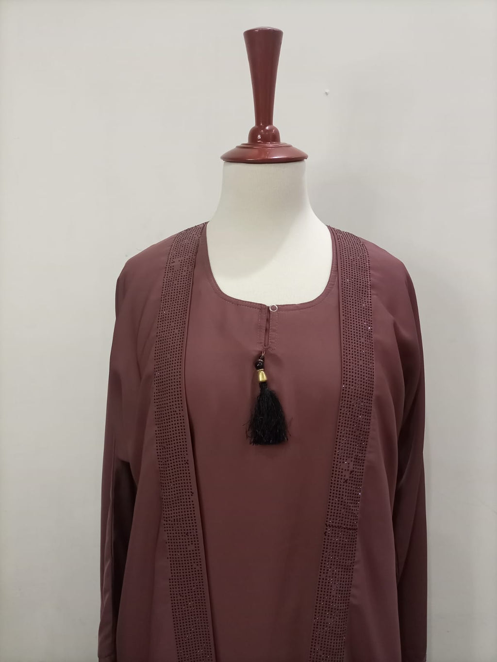 Round Neck Double Layer Lavish Abaya For Girls & Women