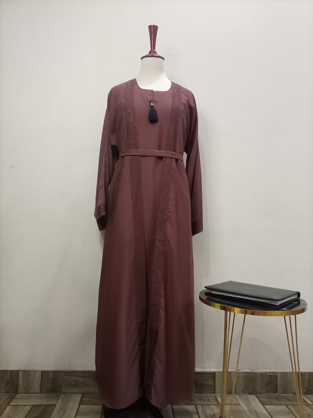 Round Neck Double Layer Lavish Abaya For Girls & Women