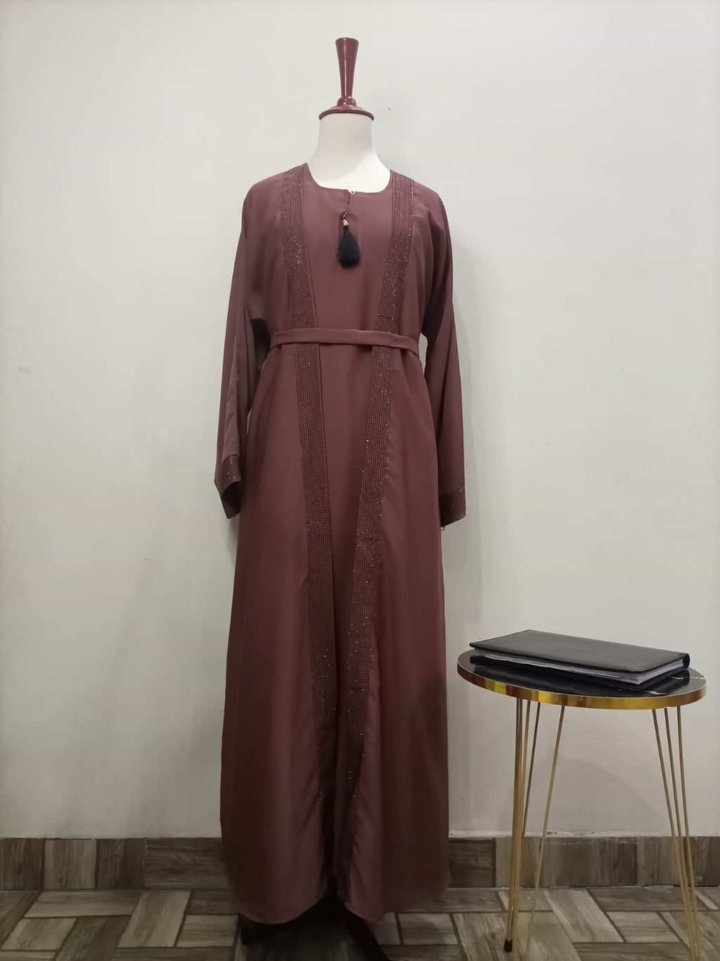 Round Neck Double Layer Lavish Abaya For Girls & Women