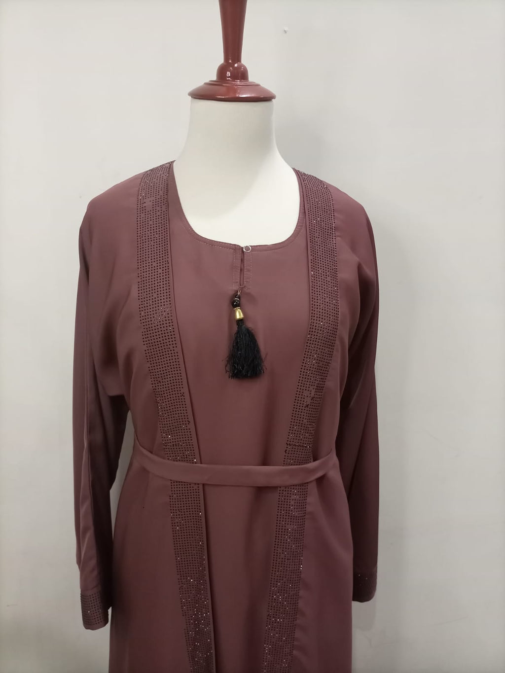 Round Neck Double Layer Lavish Abaya For Girls & Women