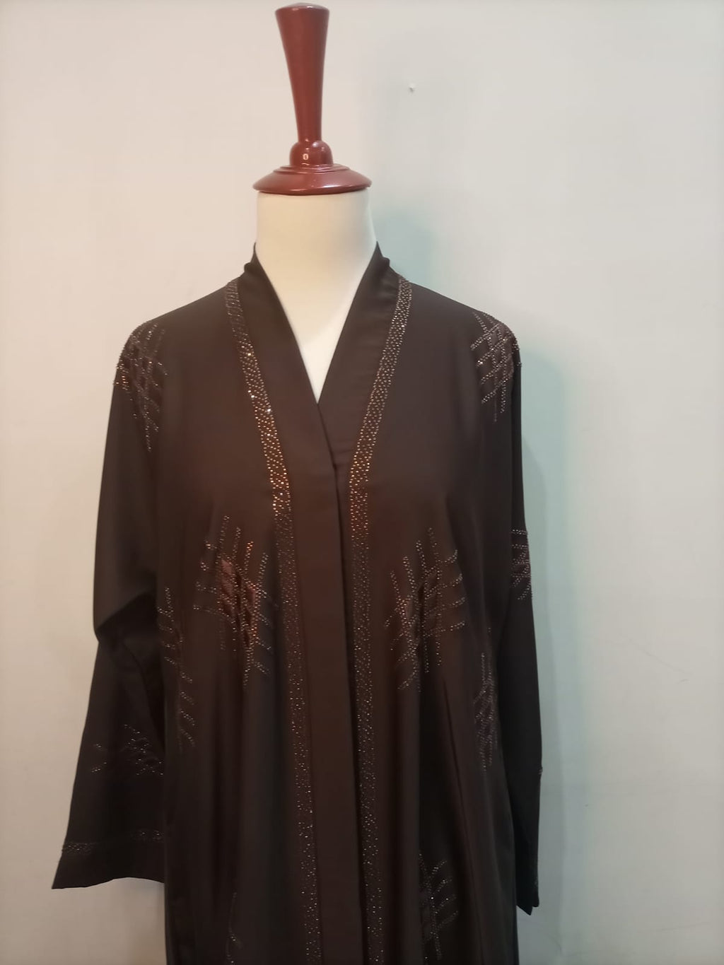 V Neck, Button Down Embellished Lavish Abaya For Girls & Women