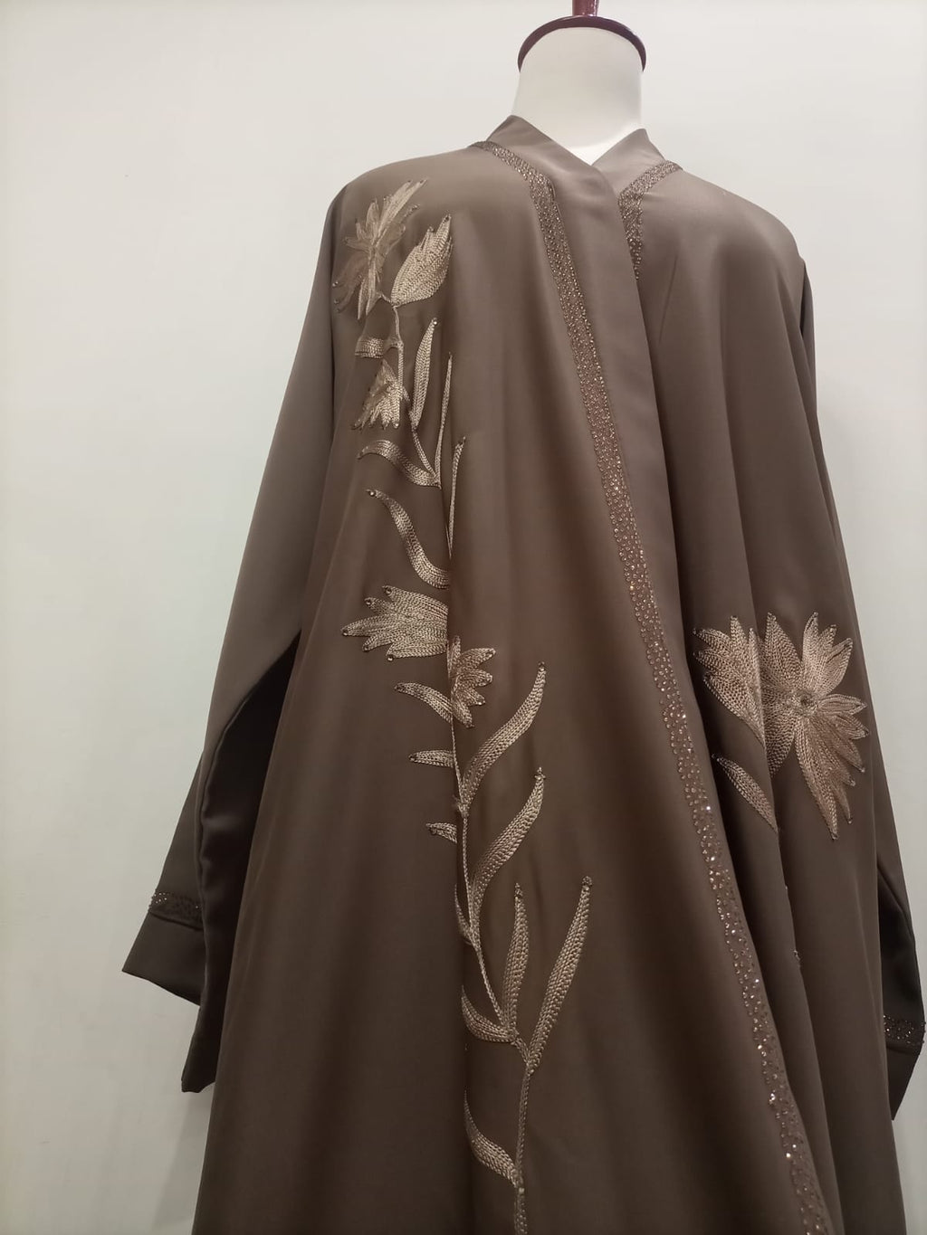 V Neck, Button Down Embellished Lavish Abaya For Girls & Women