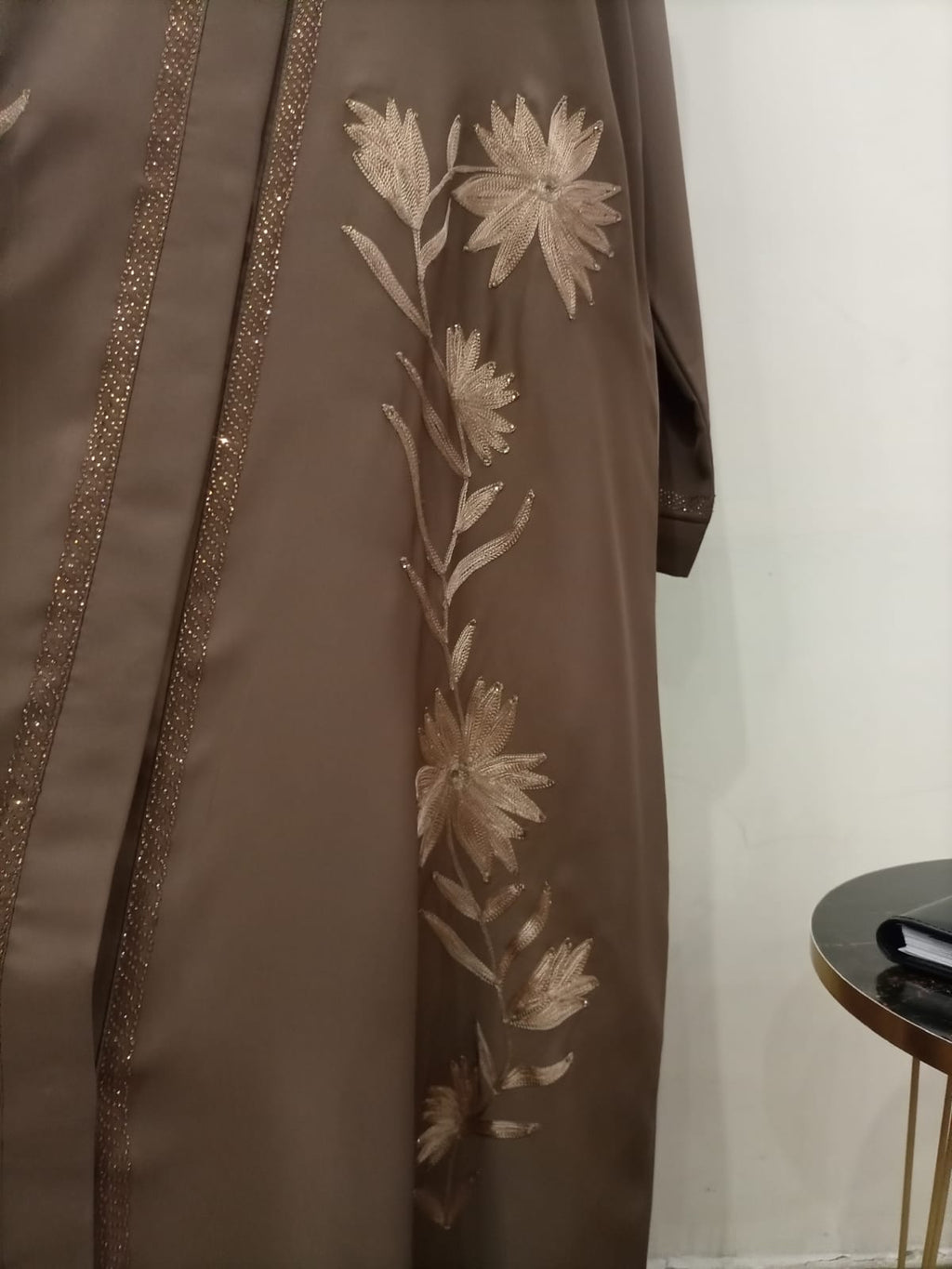 V Neck, Button Down Embellished Lavish Abaya For Girls & Women