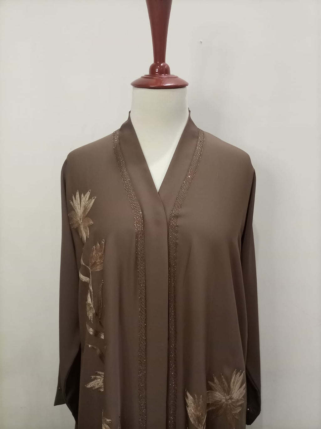 V Neck, Button Down Embellished Lavish Abaya For Girls & Women