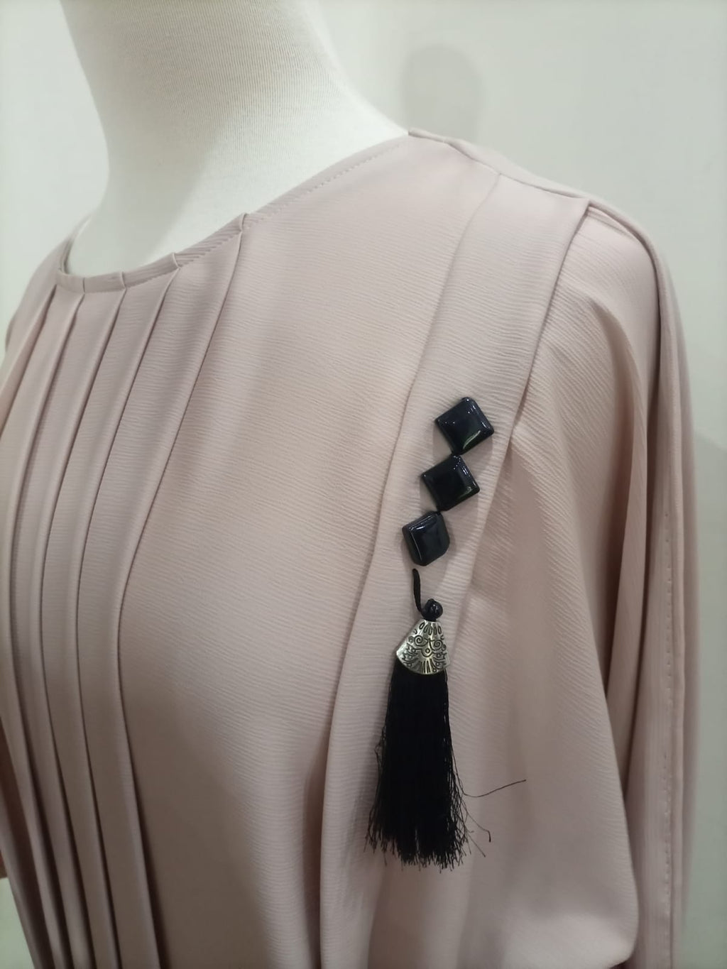 Round Neck Solid Beige Color Lavish Abaya For Girls & Women