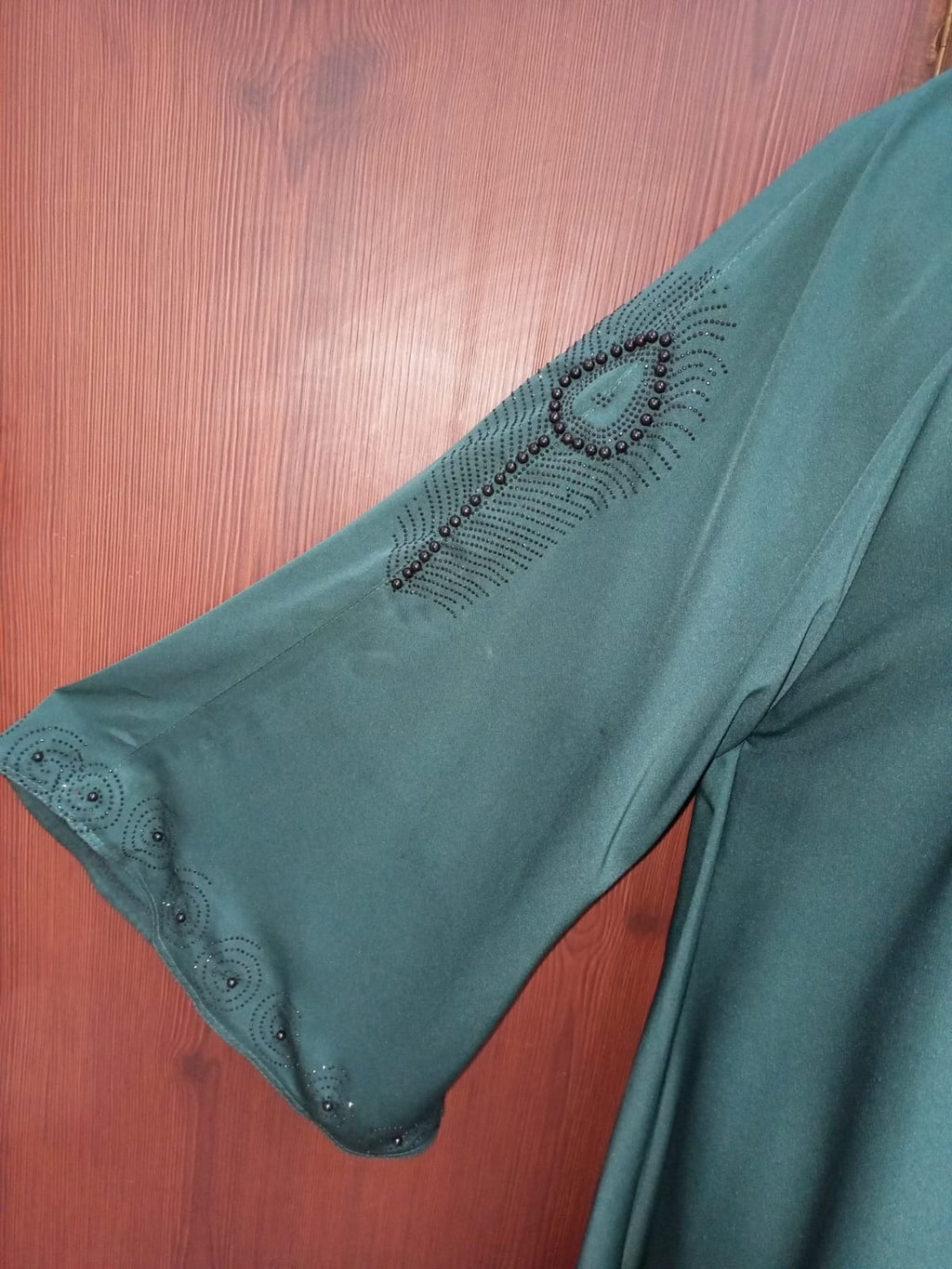 Round Neck Flared Stonework Lavish Abaya For Girls & Women