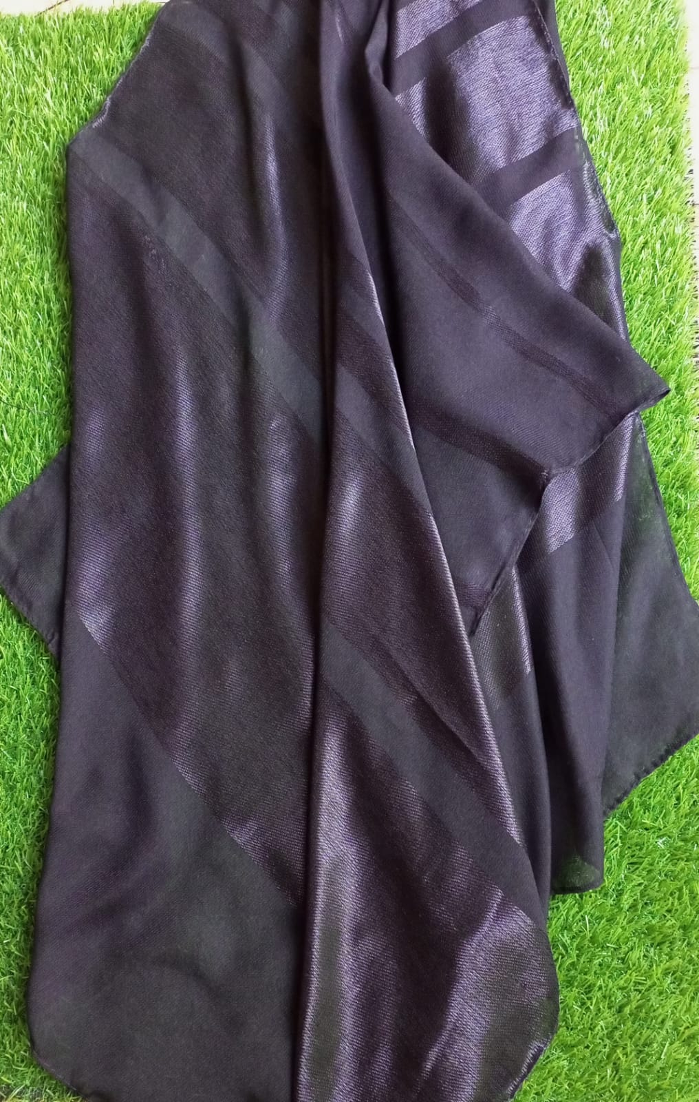 Black Chiffon Stallers With Silk Strips