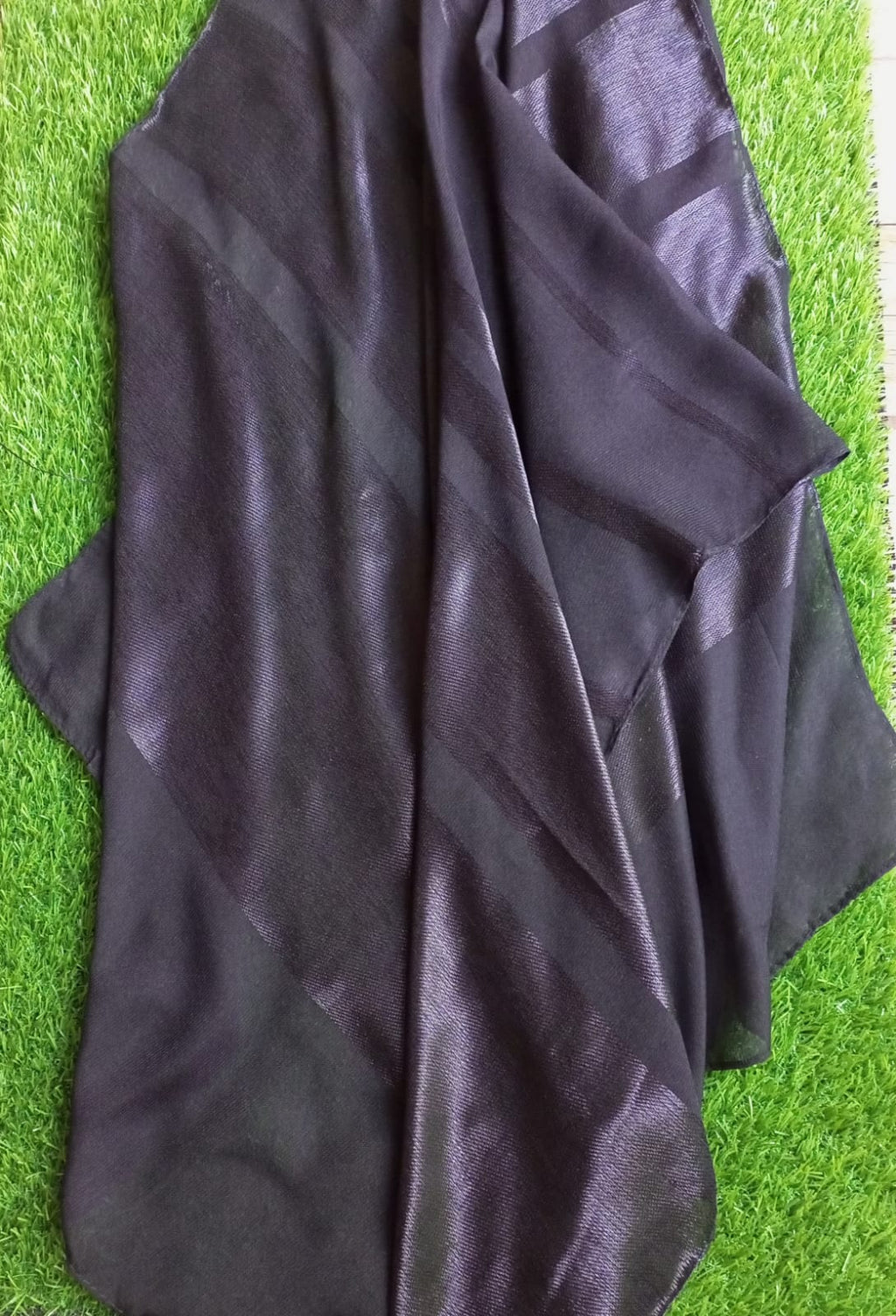 Black Chiffon Stallers With Silk Strips