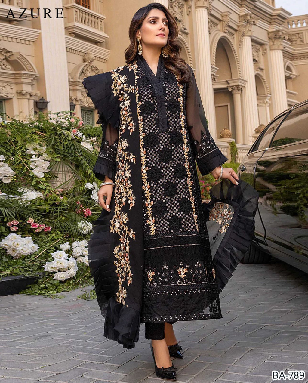 3 Pcs Dhanak Embroidery With Bamber Embroidery Dupatta