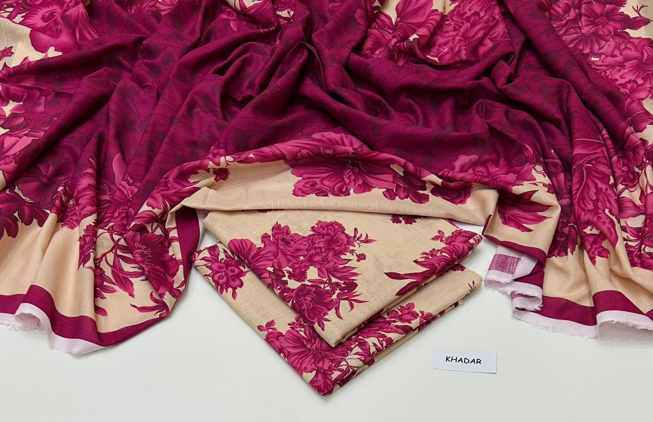 3 Pcs Allover Digital Printed Khaddar