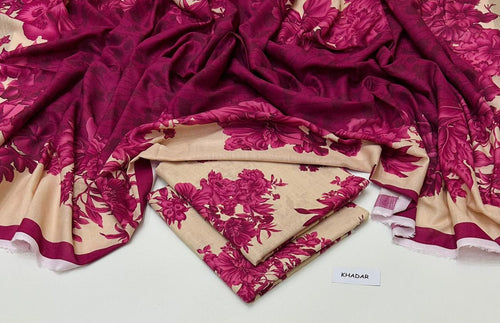 3 Pcs Allover Digital Printed Khaddar