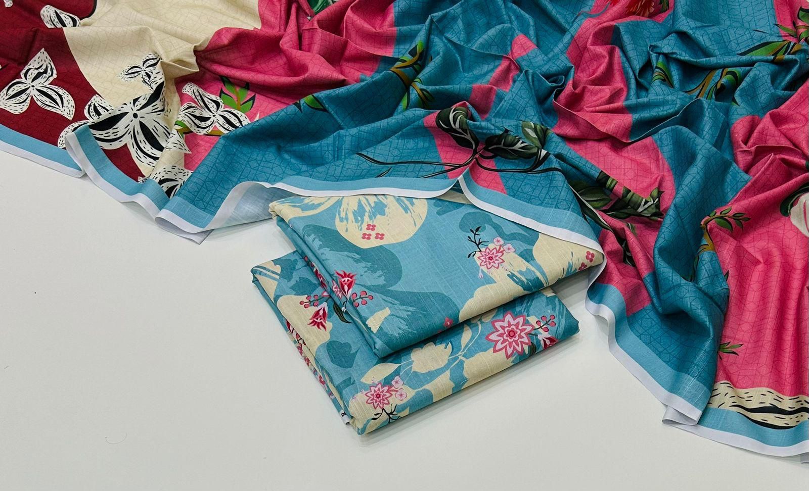 3 Pcs Allover Digital Printed Khaddar