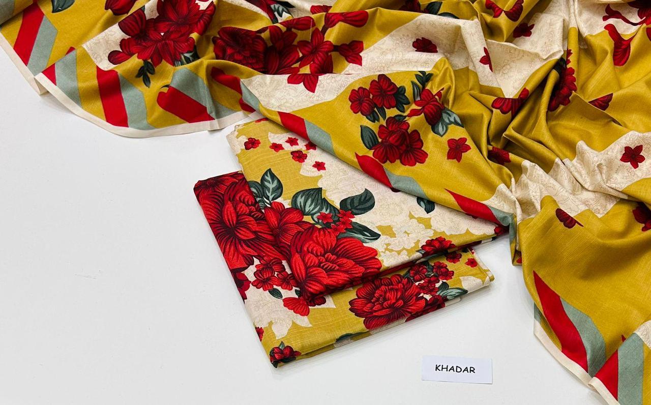 3 Pcs Allover Digital Printed Khaddar