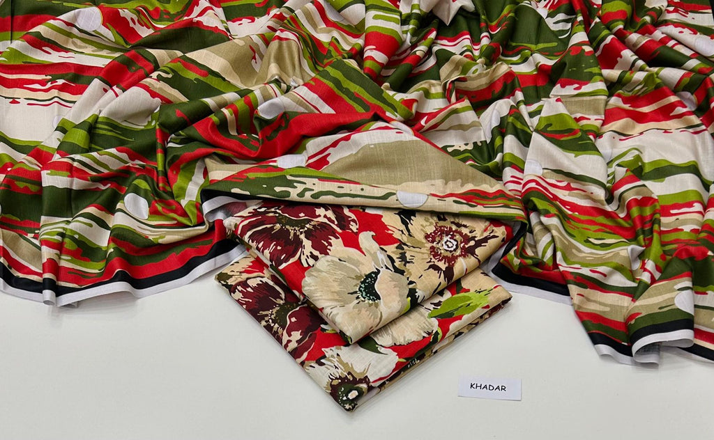 3 Pcs Allover Digital Printed Khaddar