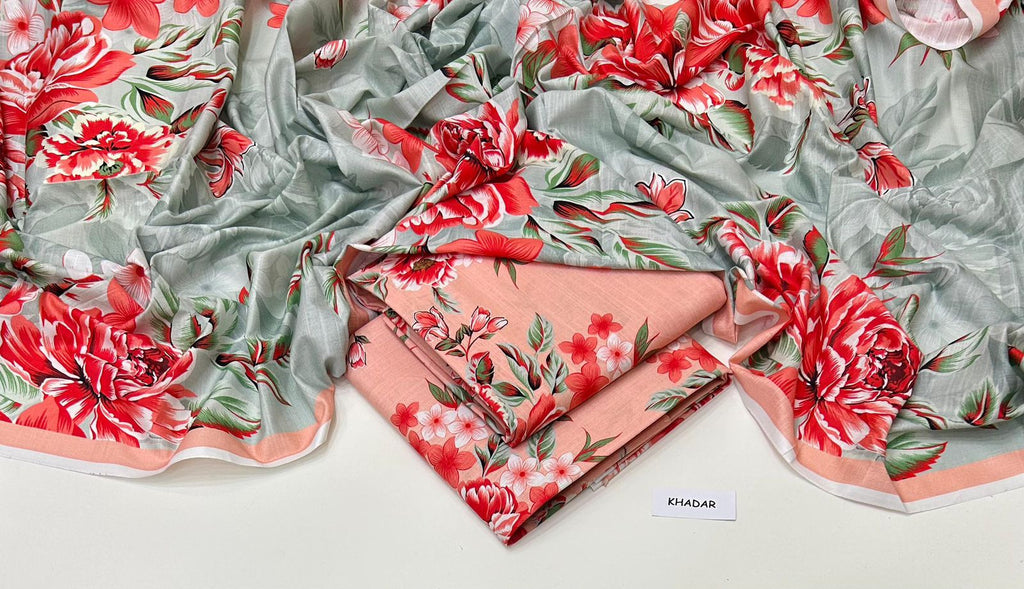 3 Pcs Allover Digital Printed Khaddar