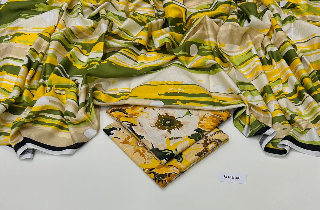 3 Pcs Allover Digital Printed Khaddar