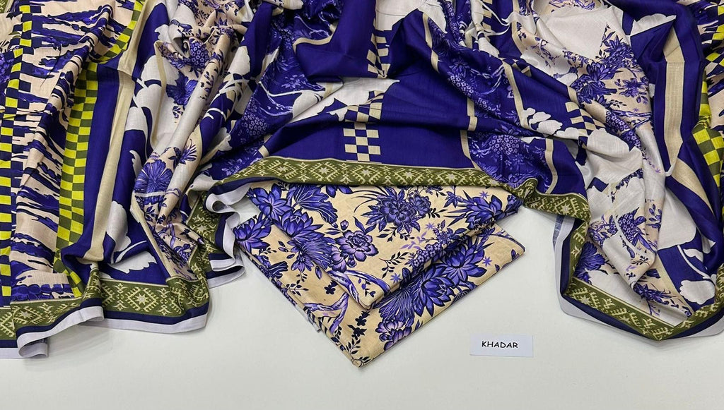 3 Pcs Allover Digital Printed Khaddar